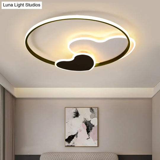 Heart - Shaped Led Ceiling Light With Black & White Acrylic And Metal Rim