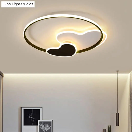 Heart-Shaped Led Ceiling Light With Black & White Acrylic And Metal Rim Black-White / 19.5