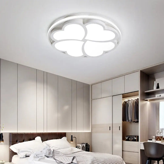 Heart-Shaped Led Flush Mount Ceiling Lamp In White Light For Bedroom