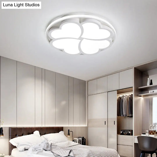 Heart-Shaped Led Flush Mount Ceiling Lamp In White Light For Bedroom