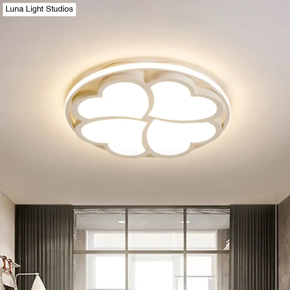 Heart-Shaped Led Flush Mount Ceiling Lamp In White Light For Bedroom