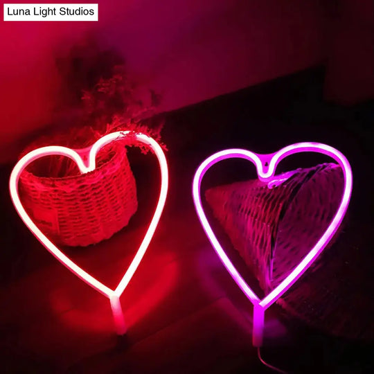 Heart Shaped Led Neon Night Light - Art Decor For Bedroom Wall Lighting Ideas