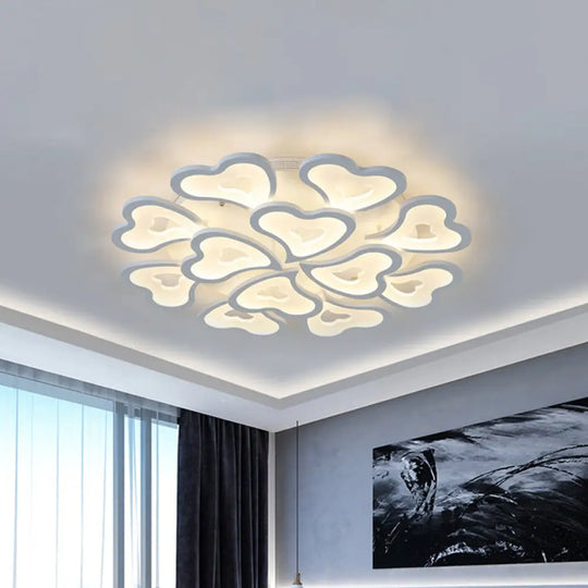 Hearts Bedroom Led Flush Lamp - Modern Ceiling Mount Light Fixture 12 / White