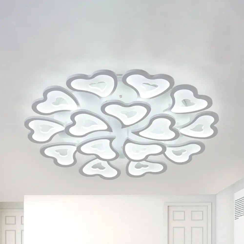 Hearts Bedroom Led Flush Lamp - Modern Ceiling Mount Light Fixture 15 / White