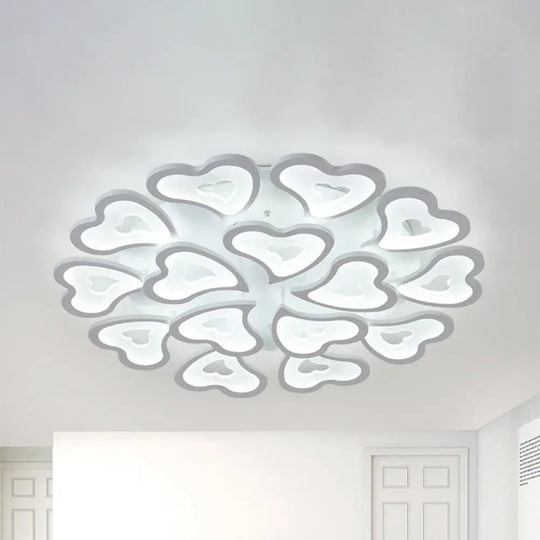 Hearts Bedroom Led Flush Lamp - Modern Ceiling Mount Light Fixture 15 / White