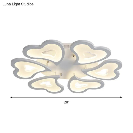 Hearts Bedroom Led Flush Lamp - Modern Ceiling Mount Light Fixture