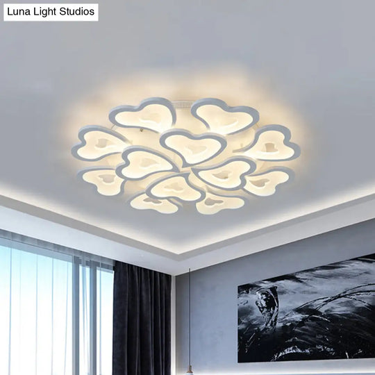 Hearts Bedroom Led Flush Lamp - Modern Ceiling Mount Light Fixture 12 / White