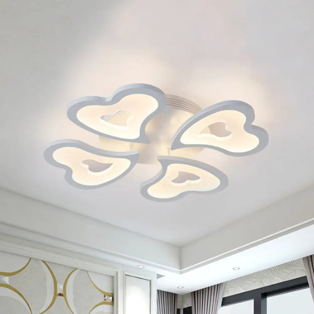 Hearts Bedroom Led Flush Lamp - Modern Ceiling Mount Light Fixture 4 / White Natural