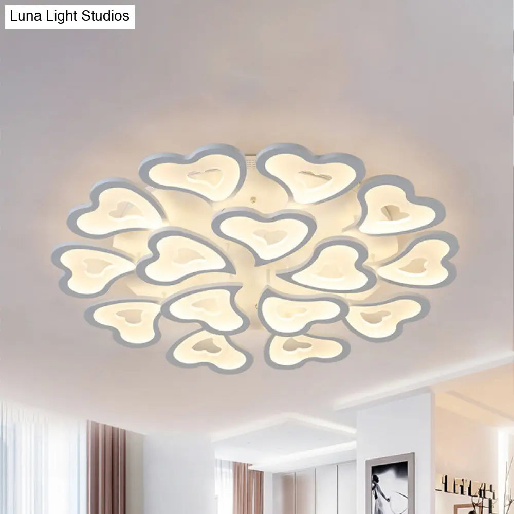 Hearts Bedroom Led Flush Lamp - Modern Ceiling Mount Light Fixture 15 / White Warm