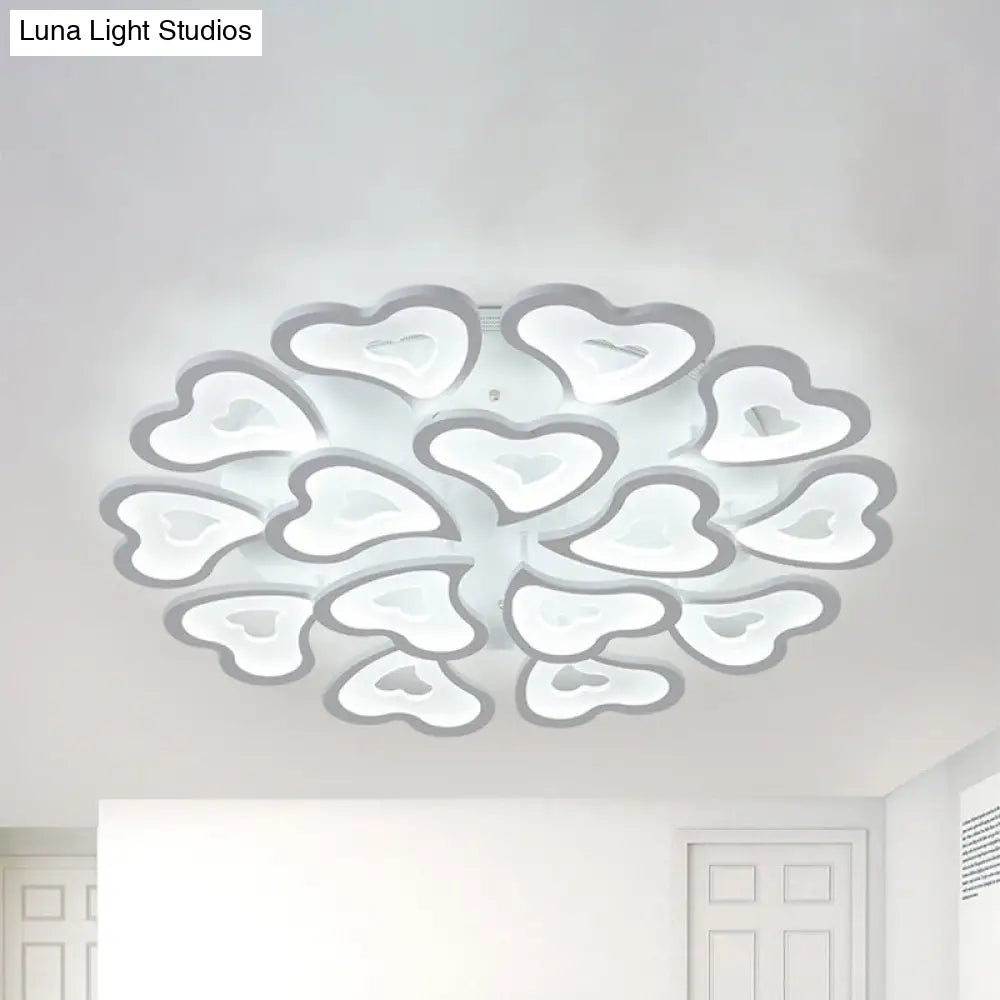 Hearts Bedroom Led Flush Lamp - Modern Ceiling Mount Light Fixture 15 / White