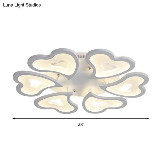 Hearts Bedroom Led Flush Lamp - Modern Ceiling Mount Light Fixture