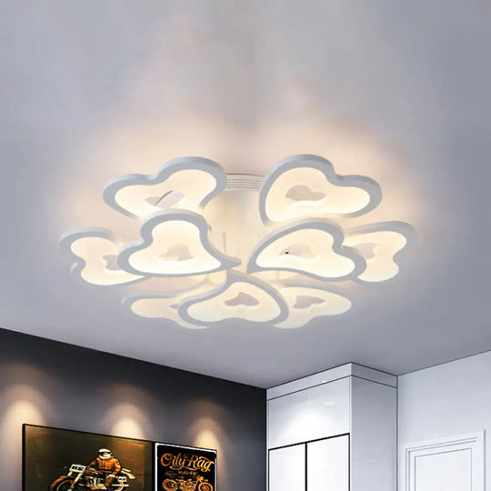 Hearts Bedroom Led Flush Lamp - Modern Ceiling Mount Light Fixture 9 / White Warm