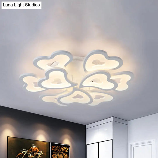 Hearts Bedroom Led Flush Lamp - Modern Ceiling Mount Light Fixture 9 / White Warm