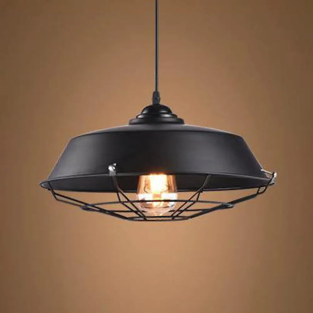 Height Adjustable Farmhouse Barn Pendant Lamp Black/White Metal Hanging Ceiling Light For Bars