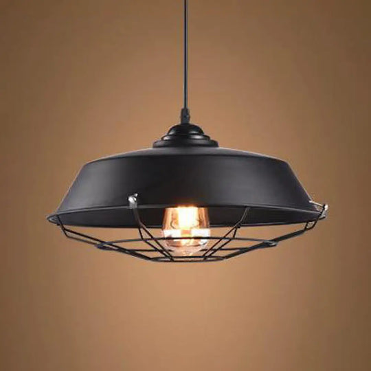 Height Adjustable Farmhouse Barn Pendant Lamp Black/White Metal Hanging Ceiling Light For Bars