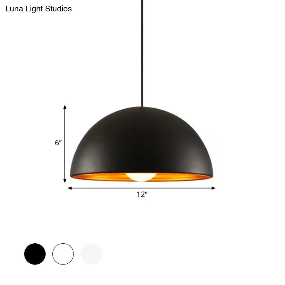 Hemisphere Industrial Metal Pendant - 1 Light Down Lighting For Dining Room Suspension