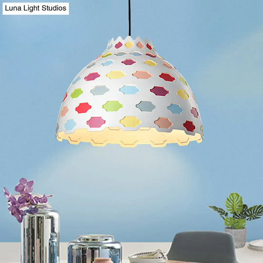 Hemisphere Metal Hanging Pendant Light - Modern 1 Bulb Multi-Color Ceiling Lighting