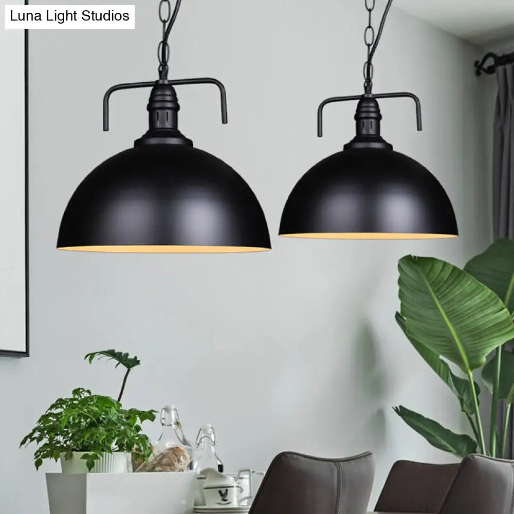 Rustic Metallic Porch Pendant Light With Black Suspension - 1 Bulb