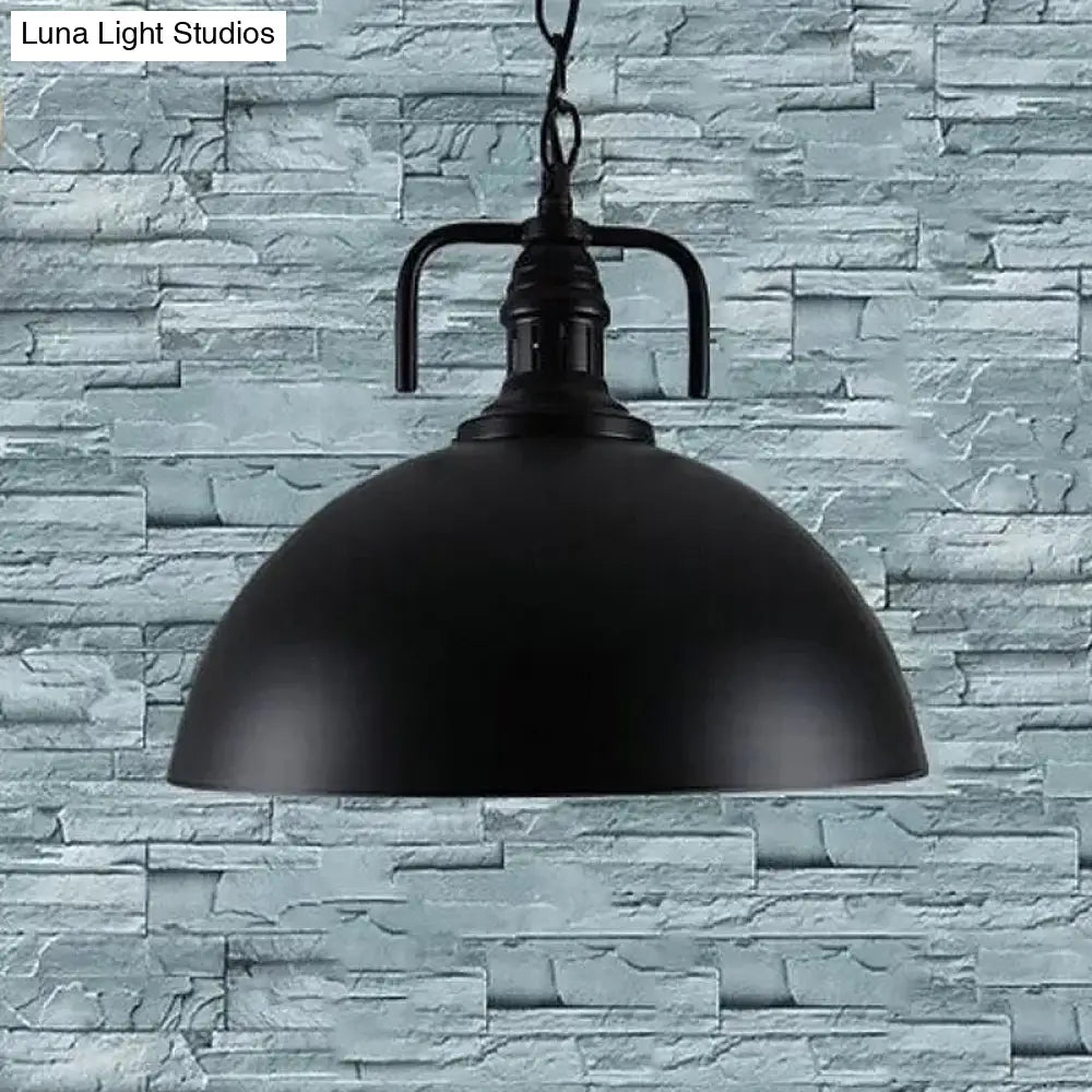 Rustic Metallic Porch Pendant Light With Black Suspension - 1 Bulb