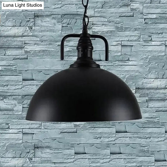 Rustic Metallic Porch Pendant Light With Black Suspension - 1 Bulb