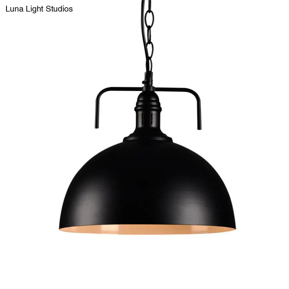 Rustic Metallic Porch Pendant Light With Black Suspension - 1 Bulb