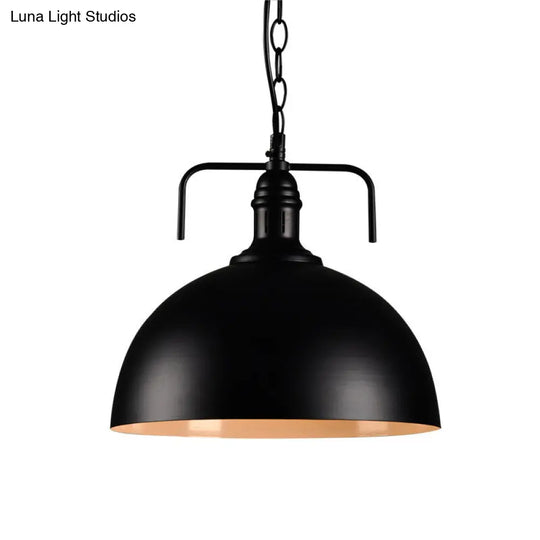 Rustic Metallic Porch Pendant Light With Black Suspension - 1 Bulb
