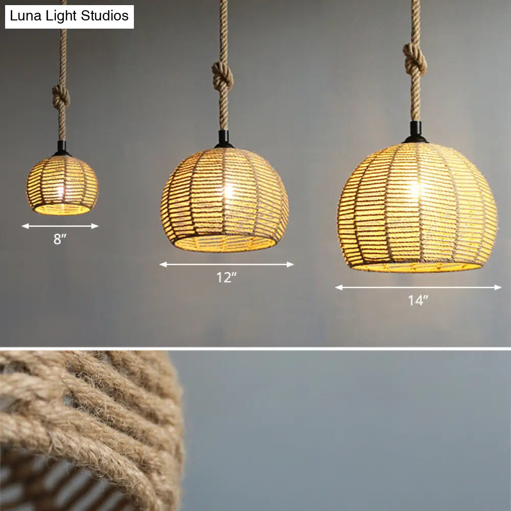 Hemp Rope Hanging Pendant Light For Farmhouse Dining Room