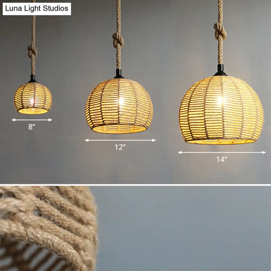 Hemp Rope Hanging Pendant Light For Farmhouse Dining Room