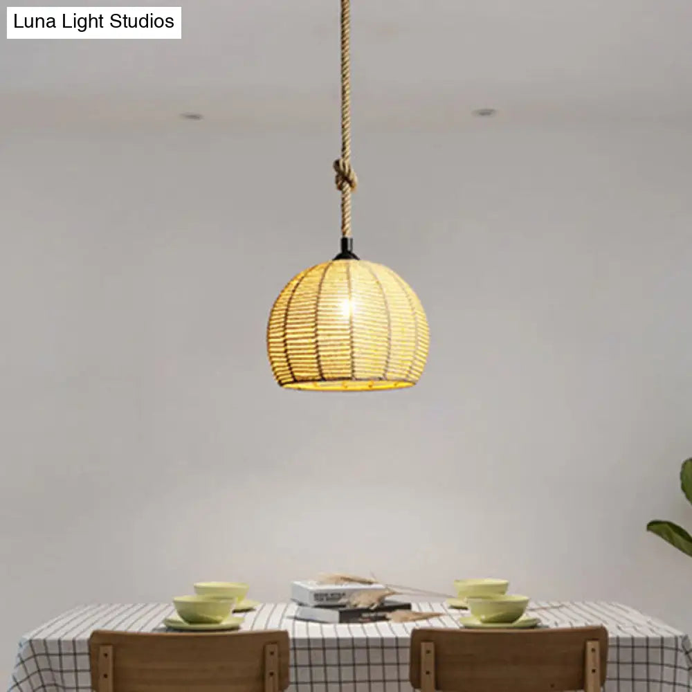 Hemp Rope Hanging Pendant Light For Farmhouse Dining Room 1 / Wood 12