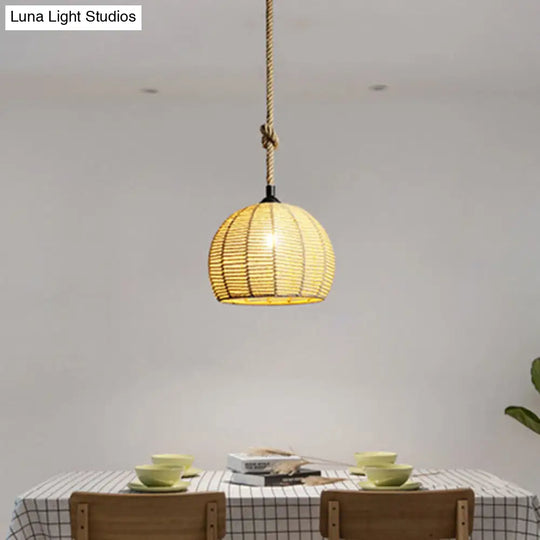 Hemp Rope Hanging Pendant Light For Farmhouse Dining Room 1 / Wood 12