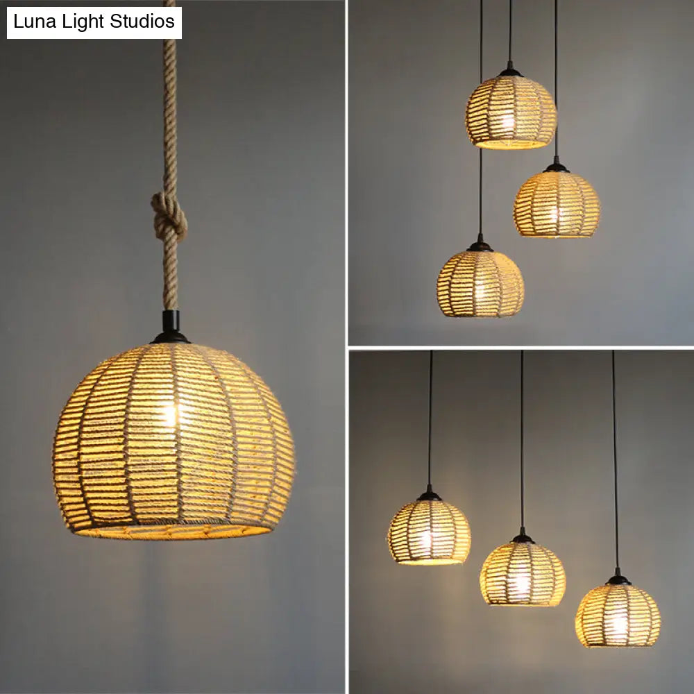 Hemp Rope Hanging Pendant Light For Farmhouse Dining Room