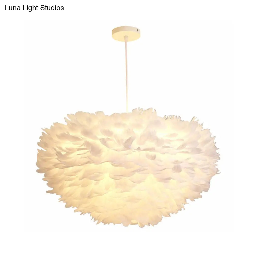 Hemispherical Feather Pendant Light - Modern Living Room Suspension Fixture