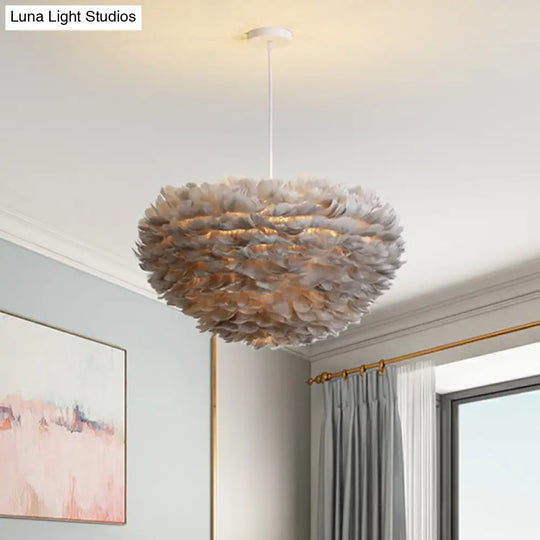 Hemispherical Feather Pendant Light - Modern Living Room Suspension Fixture