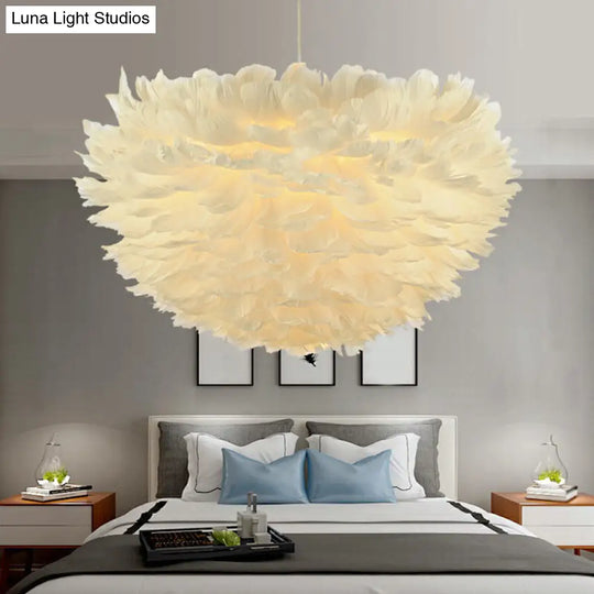 Hemispherical Feather Pendant Light - Modern Living Room Suspension Fixture