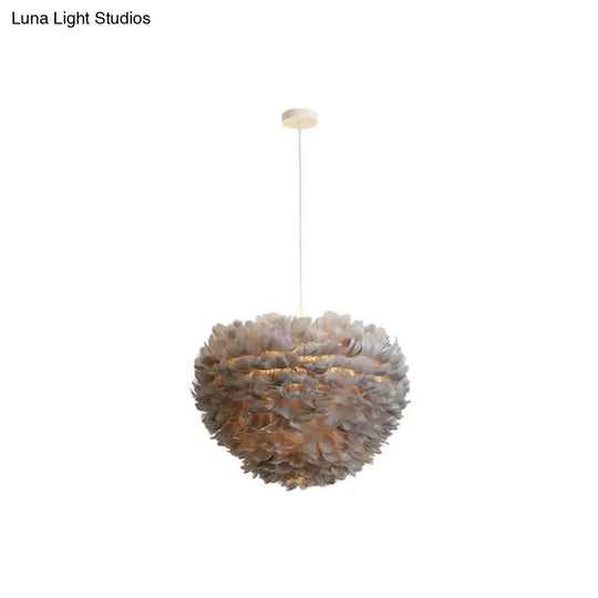 Hemispherical Feather Pendant Light - Modern Living Room Suspension Fixture Grey / 15.5