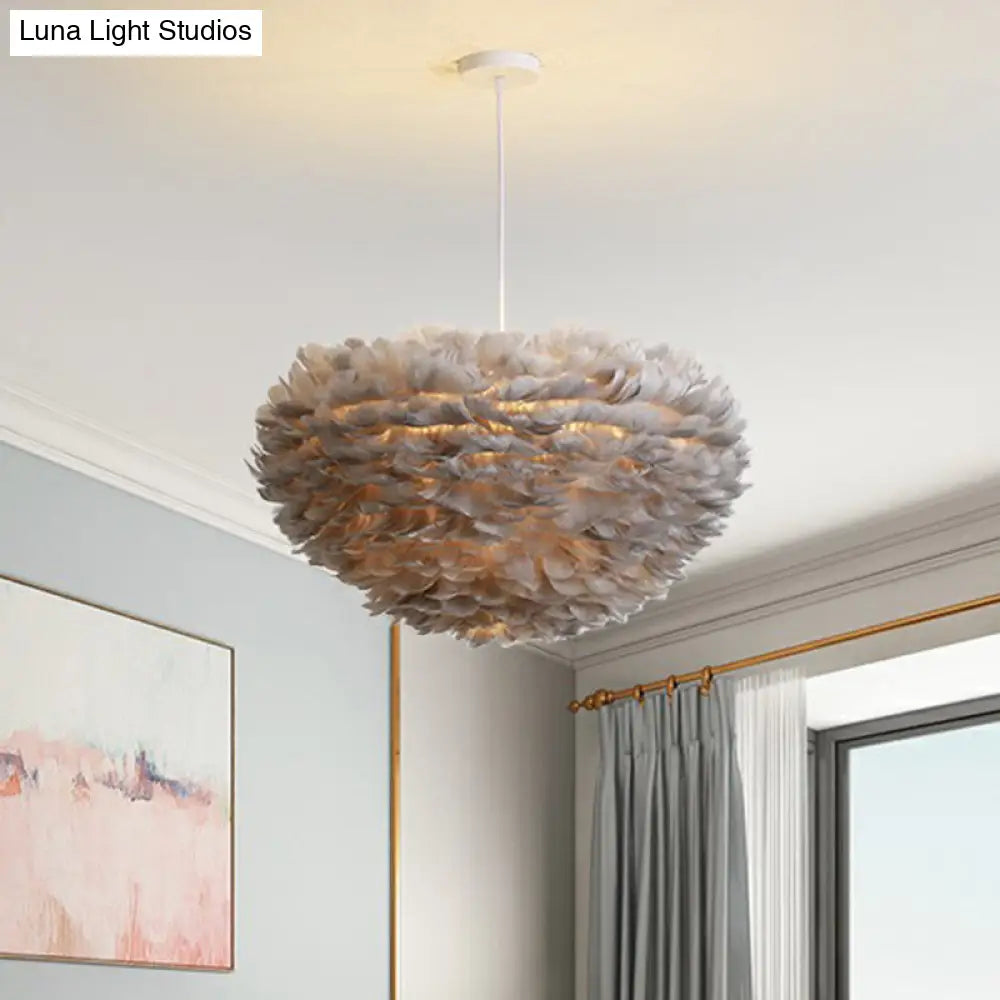 Hemispherical Feather Pendant Light - Modern Living Room Suspension Fixture