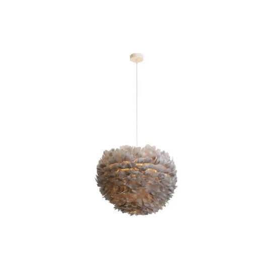 Hemispherical Feather Pendant Light - Modern Living Room Suspension Fixture Grey / 12’