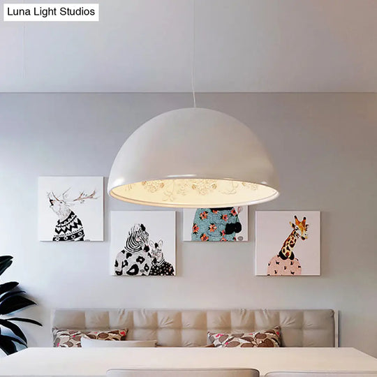 Hemispherical Resin Pendant Light 16’/23’ – Single Living Room Lamp In Black/White With
