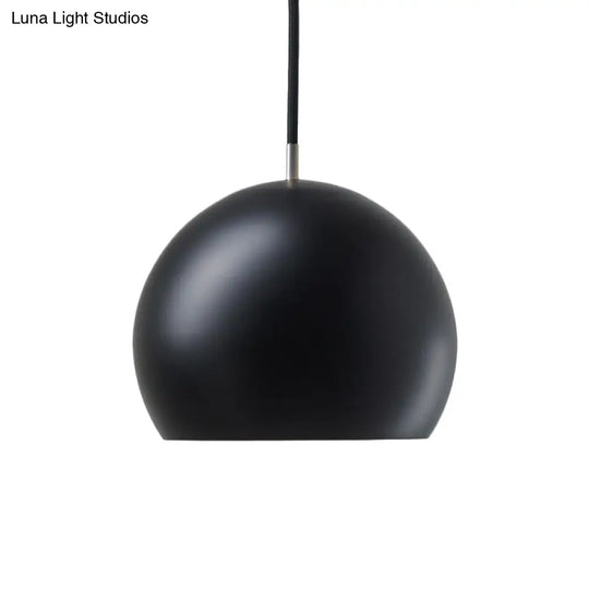 Hemispherical Small Pendant Light With Single Bulb - Metal Hanging Lamp For Bedrooms In Black