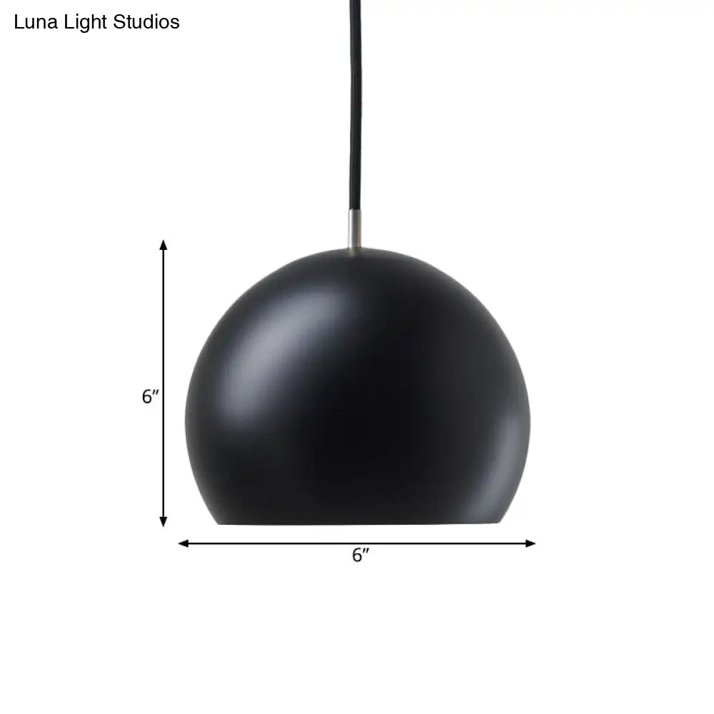 Hemispherical Small Pendant Light With Single Bulb - Metal Hanging Lamp For Bedrooms In Black