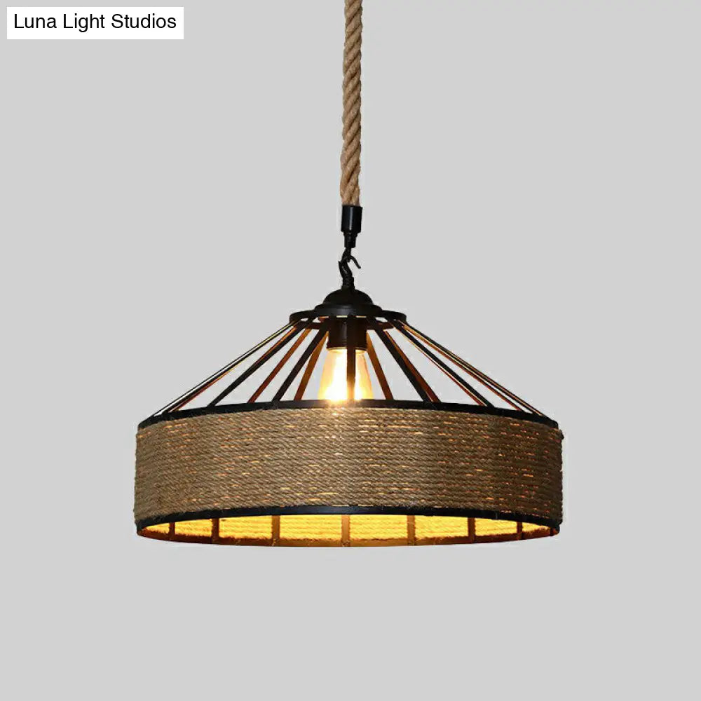 Hemp Rope Industrial Pendant Light For Restaurants - Stylish Ceiling Hanging Fixture