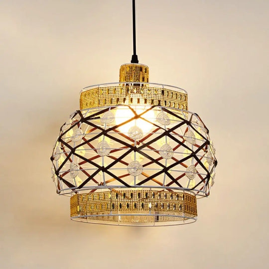 Hemp Rope Shaded Pendant Light - Antique 1-Light Hanging Fixture For Restaurants In Brown / B