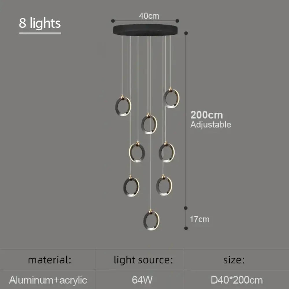 Hera - Modern Circular Led Chandelier 8 Lamps / Cold White Pendant Lighting