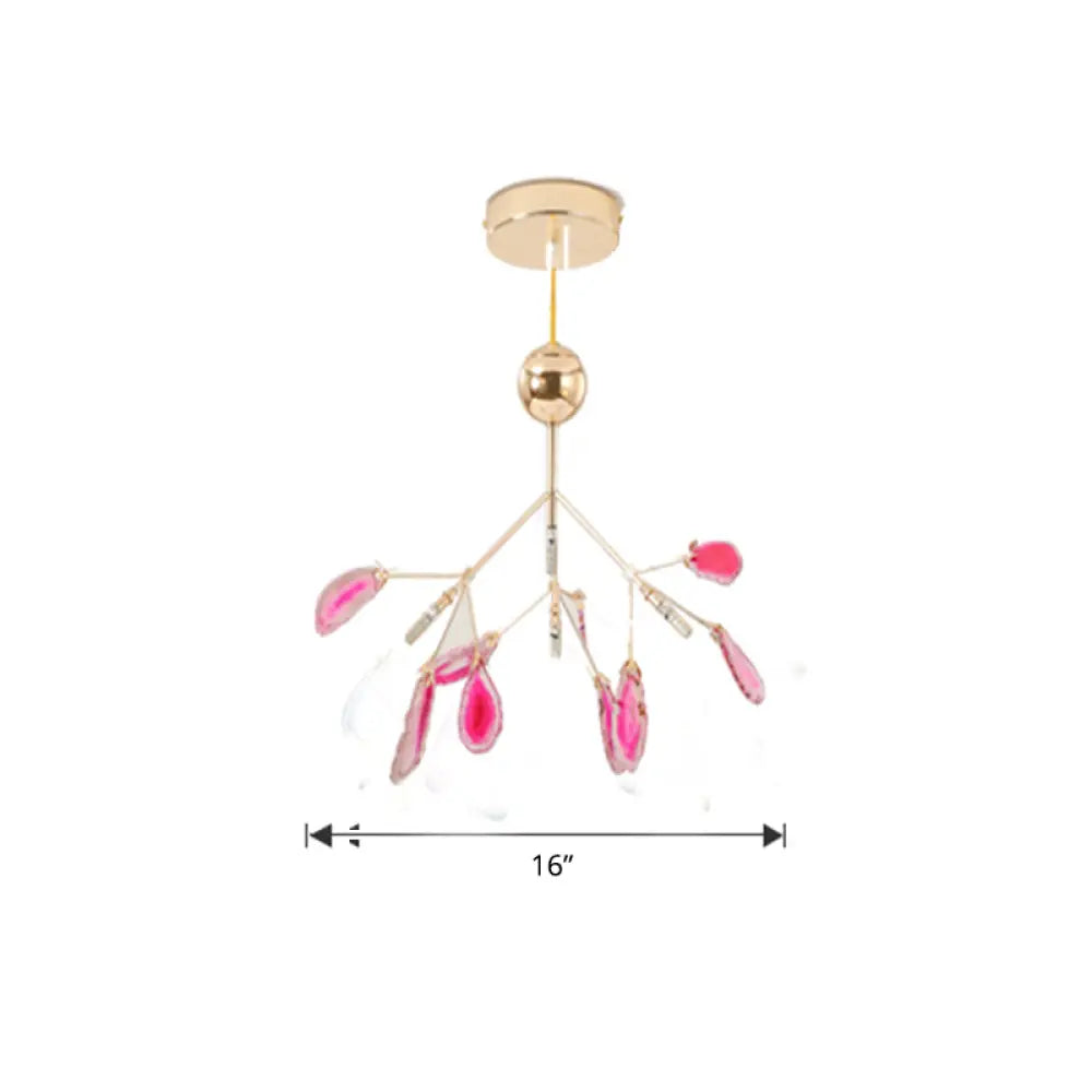 Heracleum Chandelier Agate Suspension Light In Modern Gold - Perfect For Living Rooms 4 /