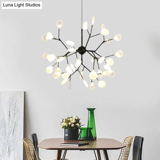 Modern Heracleum Chandelier With Opaline Glass 36/45/54 Heads Black/Gold