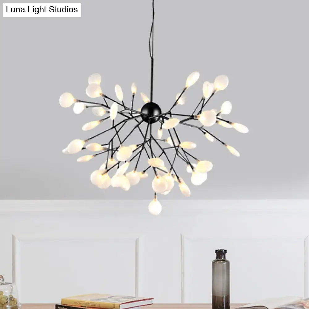 Modern Heracleum Chandelier With Opaline Glass 36/45/54 Heads Black/Gold 54 / Black