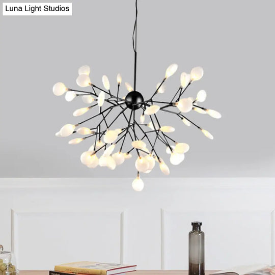 Modern Heracleum Chandelier With Opaline Glass 36/45/54 Heads Black/Gold 54 / Black