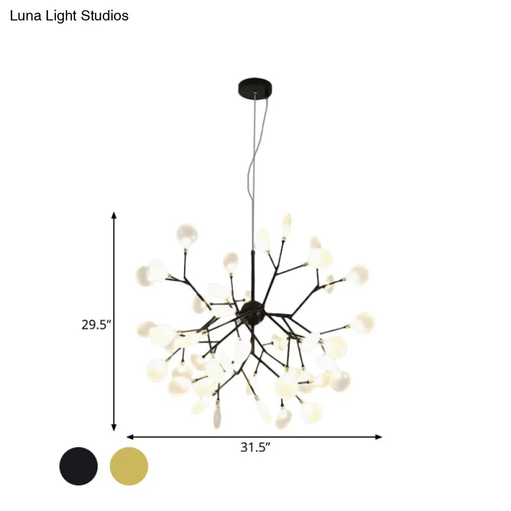 Modern Heracleum Chandelier With Opaline Glass 36/45/54 Heads Black/Gold