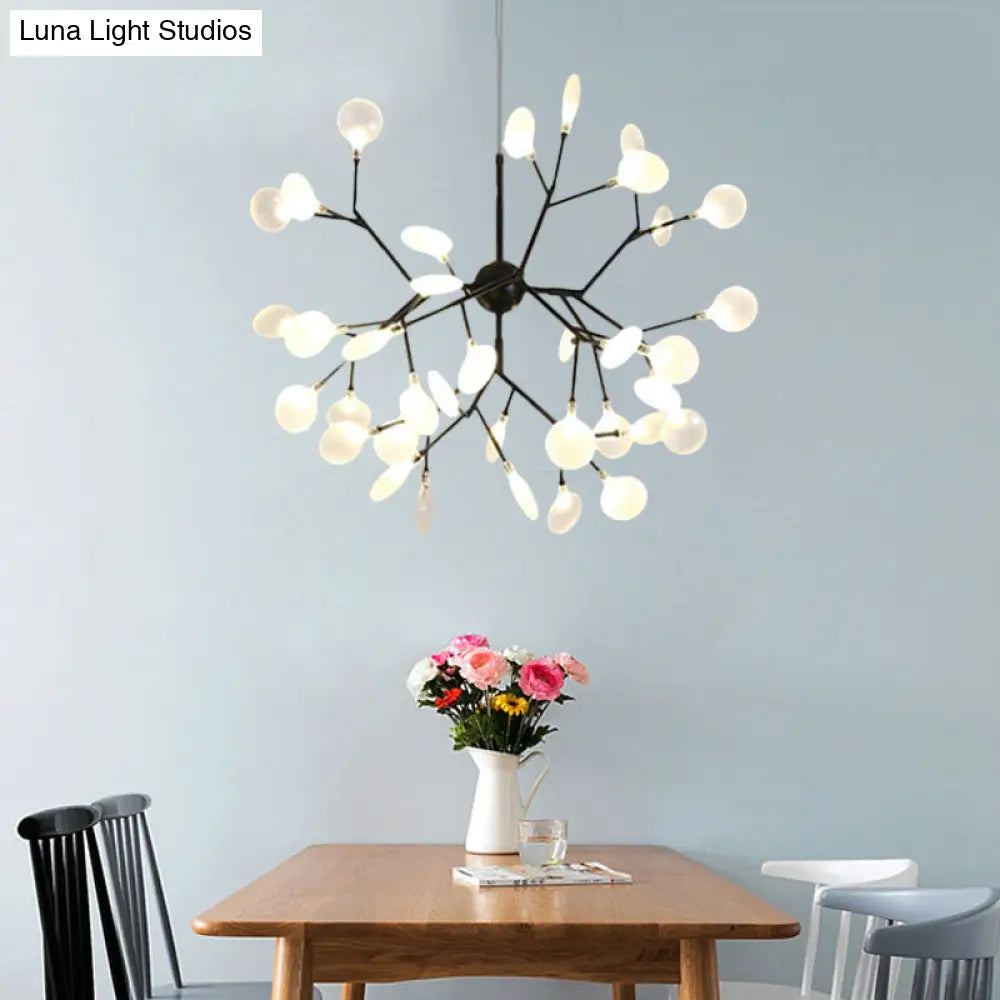 Modern Heracleum Chandelier With Opaline Glass 36/45/54 Heads Black/Gold