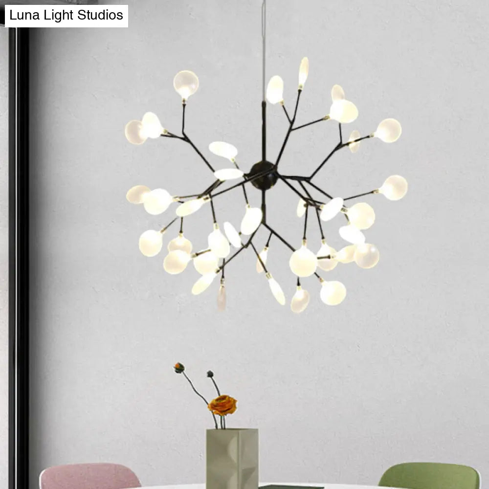 Modern Heracleum Chandelier With Opaline Glass 36/45/54 Heads Black/Gold 36 / Black